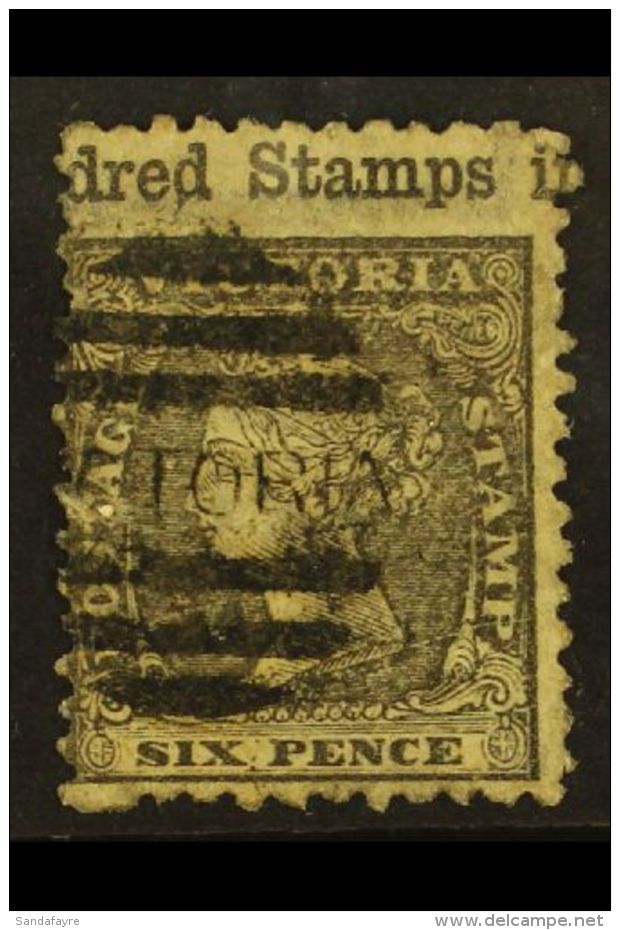 VICTORIA 1861 6d Black Emergency Printing, SG 102, Used, With Part Of The Marginal Inscription At Top '(Hun)dred... - Altri & Non Classificati