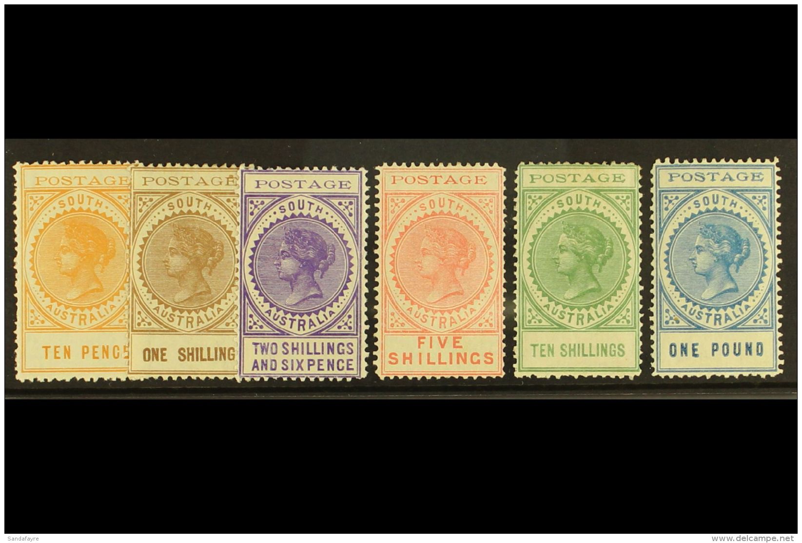 SOUTH AUSTRALIA 1902-04 10d To &pound;1 'tall' Perf 11&frac12;-12 Values Complete, SG 274-279, Very Fine Mint (6... - Andere & Zonder Classificatie