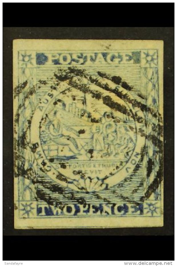 NEW SOUTH WALES 1851 2d Bright Blue Plate IV, SG 33, Fine Used With 4 Margins. For More Images, Please Visit... - Andere & Zonder Classificatie