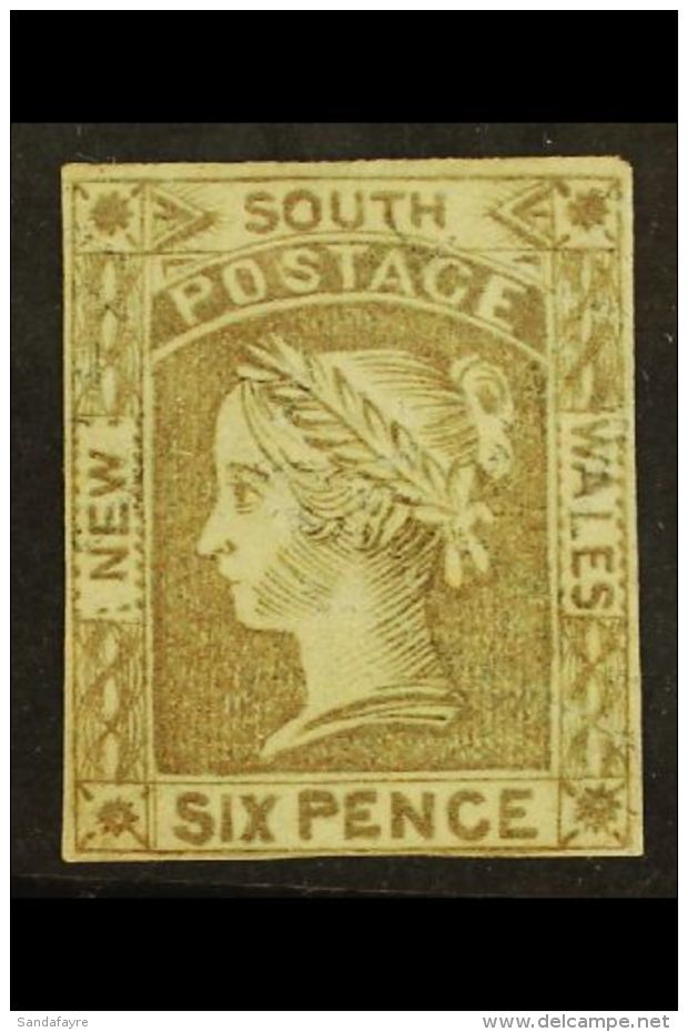 NEW SOUTH WALES 1852-53 6d Grey- Brown On Medium Bluish- Grey Paper, SG 76, Mint With Disturbed Gum With 4 Small... - Andere & Zonder Classificatie