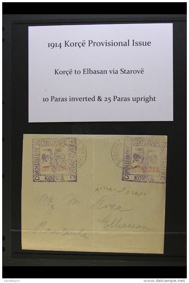 1914 KORCE PROVISIONAL MILITARY POST ISSUE 10pa &amp; 25pa In Violet, Values In Red, 10pa Inverted, 25pa... - Albania