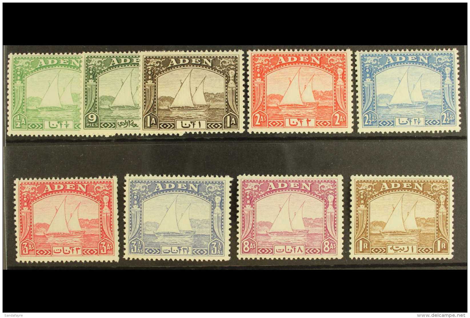 1937 "Dhow" Set To 1R, SG 1/9, Very Fine Mint, Some Values Never Hinged. (9 Stamps) For More Images, Please Visit... - Aden (1854-1963)