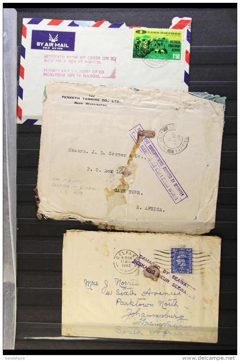 AIR CRASH MAIL. A Collection Of 5 Covers All Salvaged From Crashes At Mozambique X2 Covers From The UK (1939), At... - Andere & Zonder Classificatie