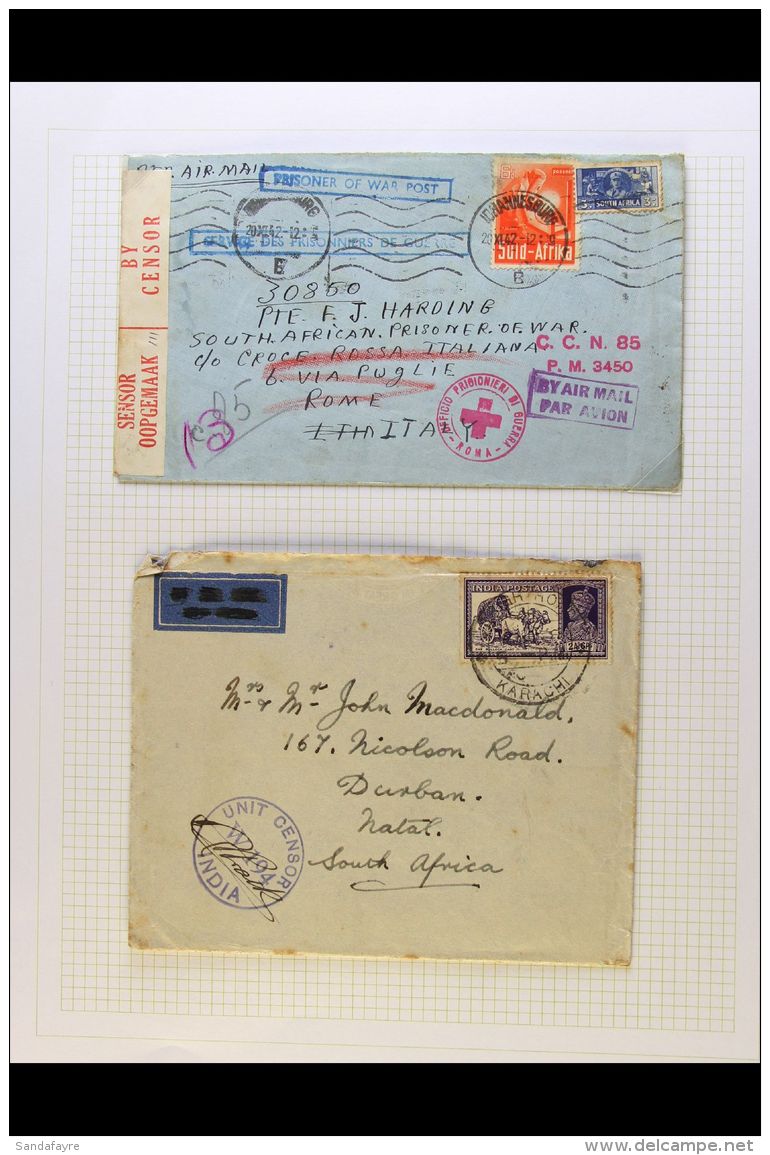 WORLD WAR II Collection Of Covers And Cards, Mostly South Africa Related. Many "On Active Service" Field Post And... - Andere & Zonder Classificatie