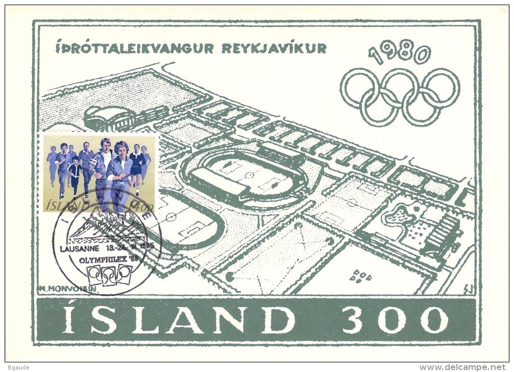 ISLANDE CARTE MAXIMUM NUM YVERT  557 SPORT COURSE A PIEDS - Maximumkarten