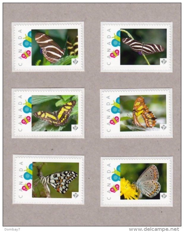 BUTTERFLY, Set 6 UNIQUE Picture Postage MNH Stamps Canada2016 [p16/08bt6] - Vlinders