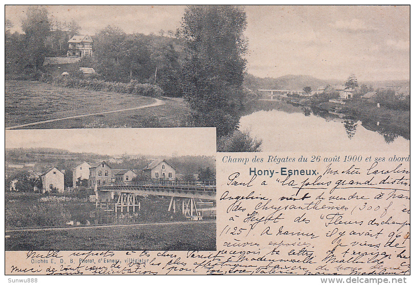 Hony-Esneux (multivues Champ Des Régates, Pont, Cliché E.D.B. 1901) - Esneux