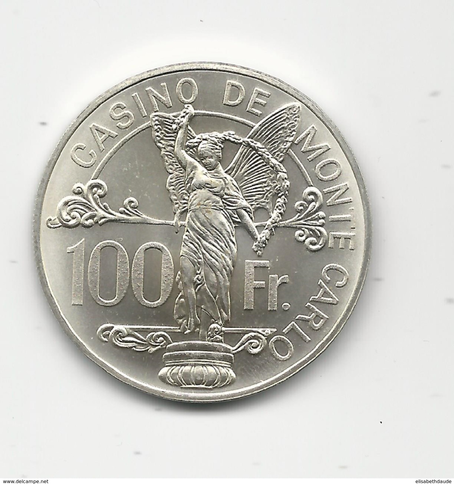 MONACO - RARE 100 FRANCS ARGENT Du CASINO De MONTE CARLO - 20g - Autres & Non Classés