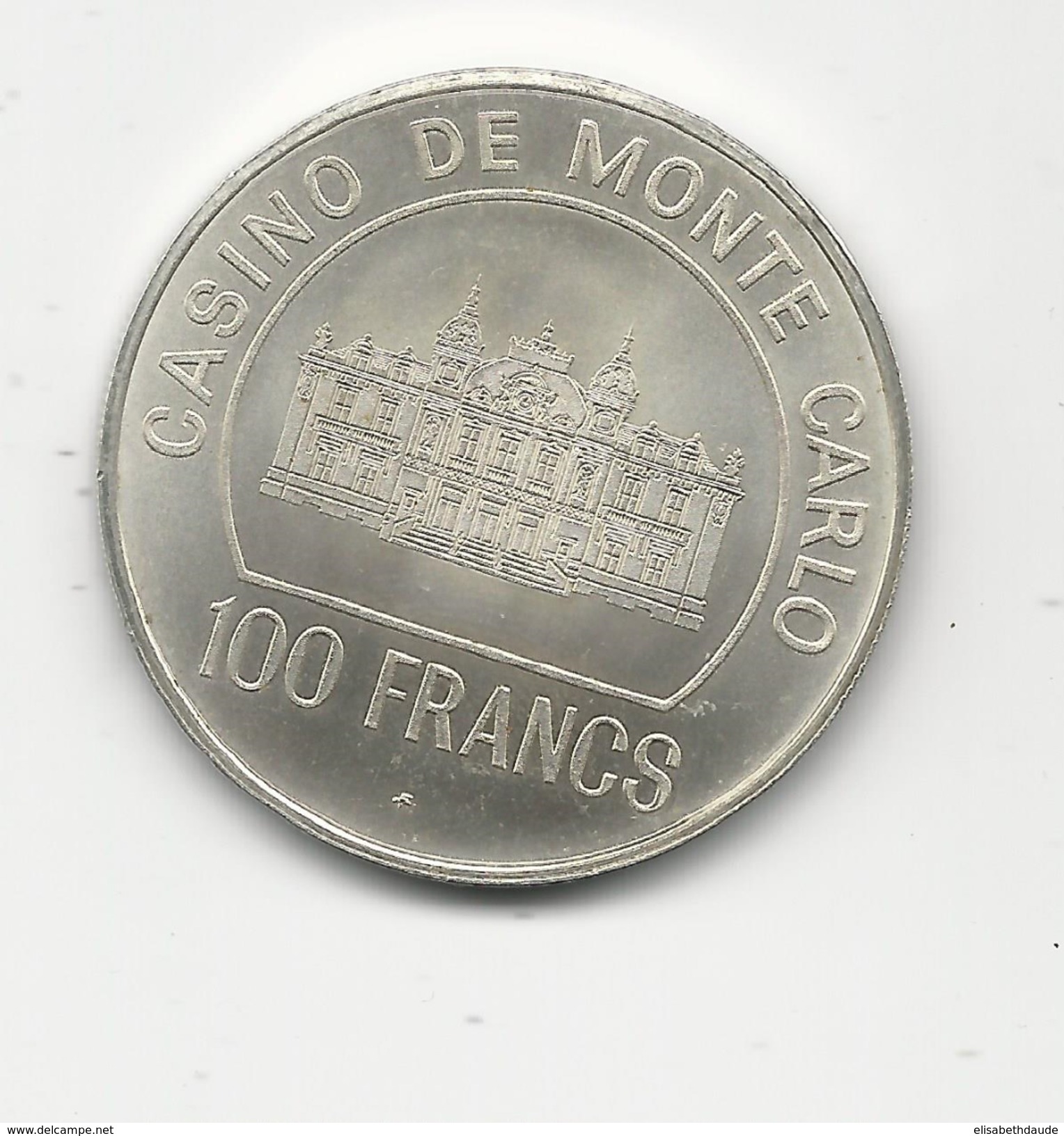 MONACO - RARE 100 FRANCS ARGENT Du CASINO De MONTE CARLO - 20g - Autres & Non Classés