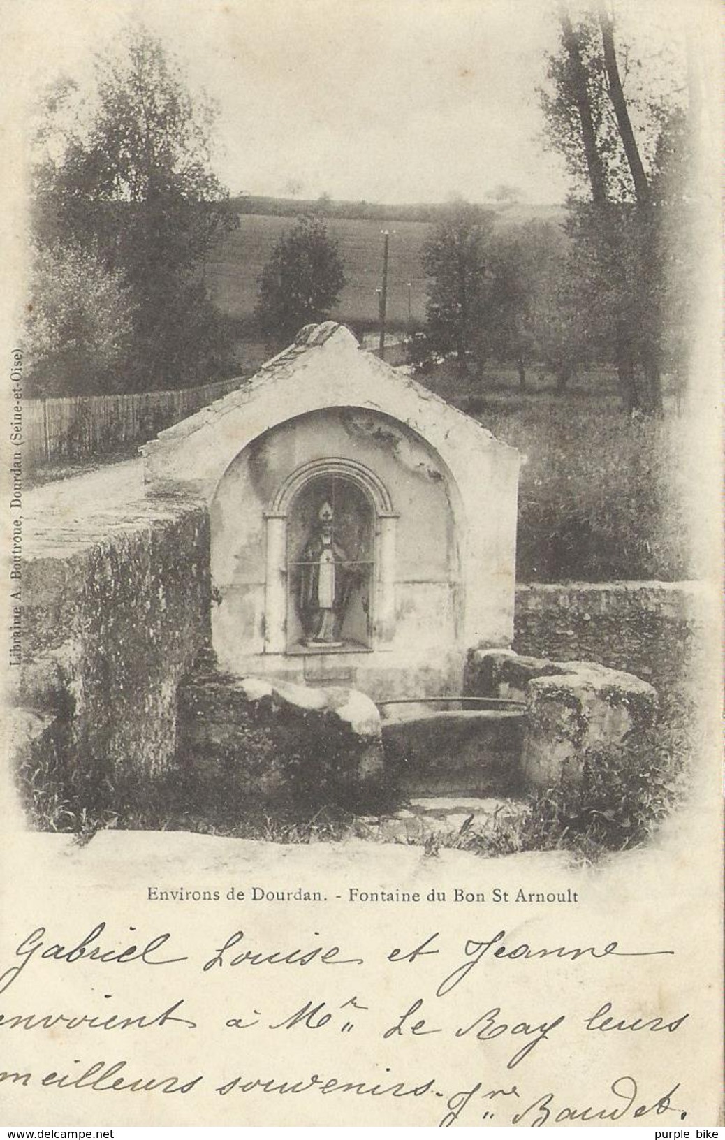 91 Essonne Environs De Dourdan Fontaine Du Bon Saint Arnoult Précurseur Timbrée 1902 TBE - Dourdan