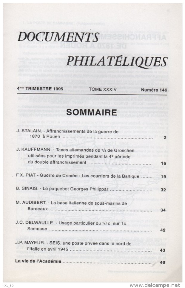 Documents Philateliques - Numero 146 - Voir Sommaire - Autres & Non Classés