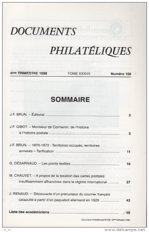 Documents Philateliques - Numero 158 - Voir Sommaire - Otros & Sin Clasificación