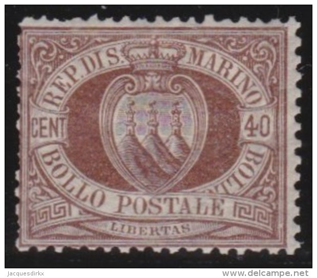 San  Marino     .   Yvert    .     17    .   *      .  Ongebruikt  Met Plakker   .  /   .   Mint-hinged - Neufs