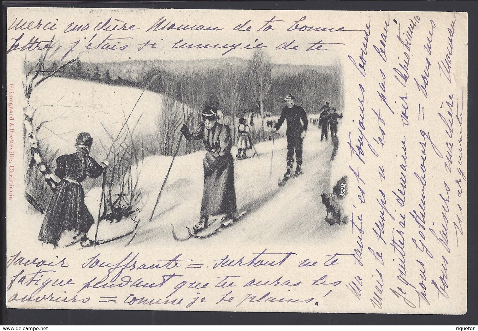 NORVEGE -  Carte Postale  De Christiana écrite En 1904 - Sport De Neige - ED. Grimsgaerd & Bretteville - T. Bon Etat - - Norvège