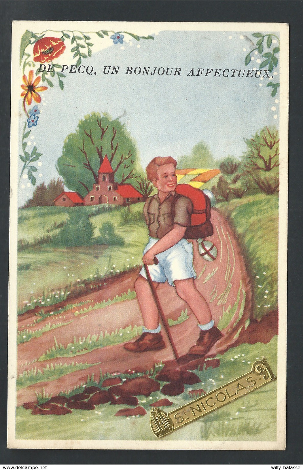 +++ CPA - Carte Fantaisie - De PECQ Un Bonjour Affectueux - "St Nicolas"  // - Pecq