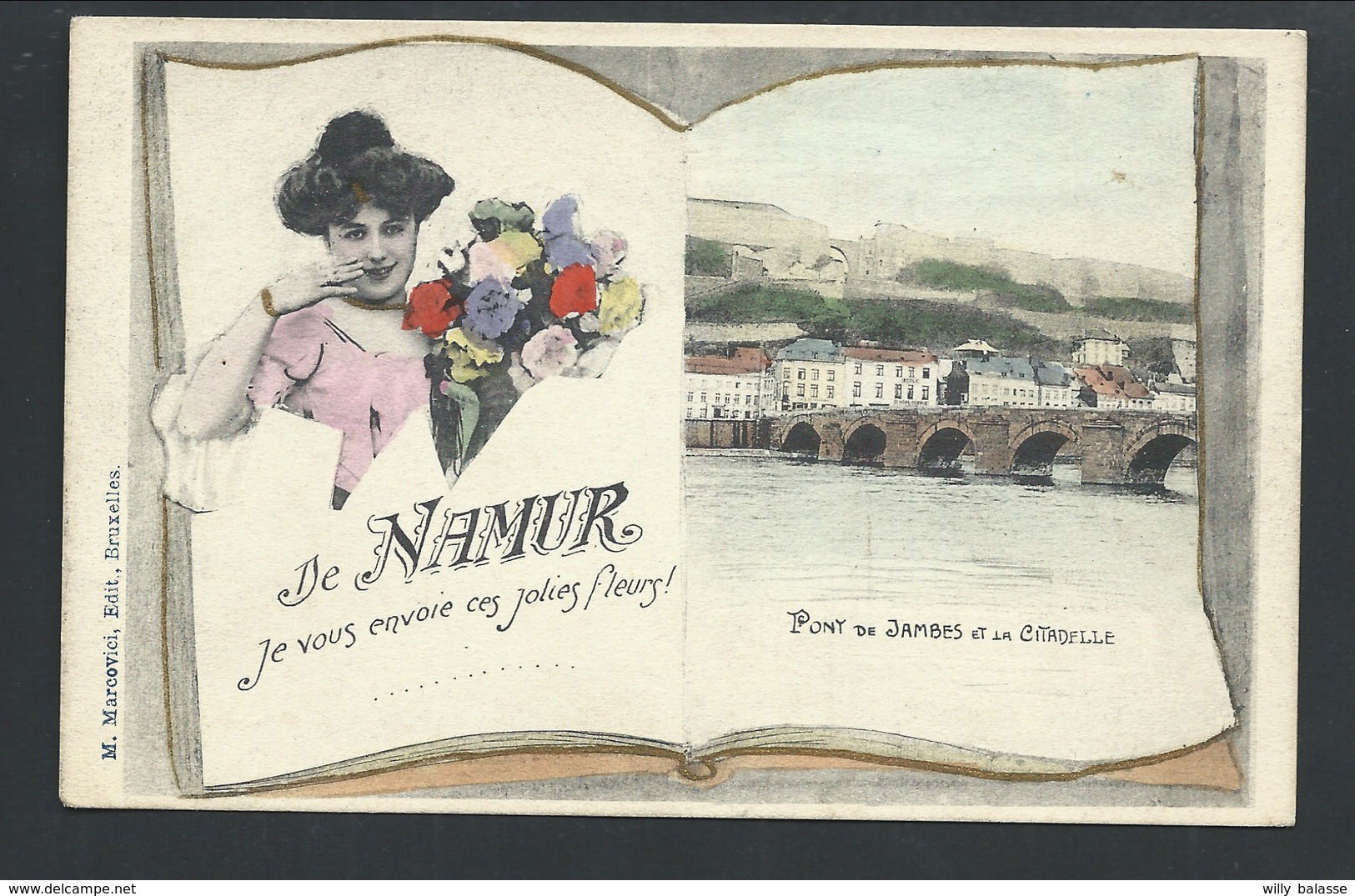 +++ CPA - Carte Fantaisie - De NAMUR Je Vous Envoie Ces Jolies Fleurs - Pont De Jambes Et Citadelle  // - Namur