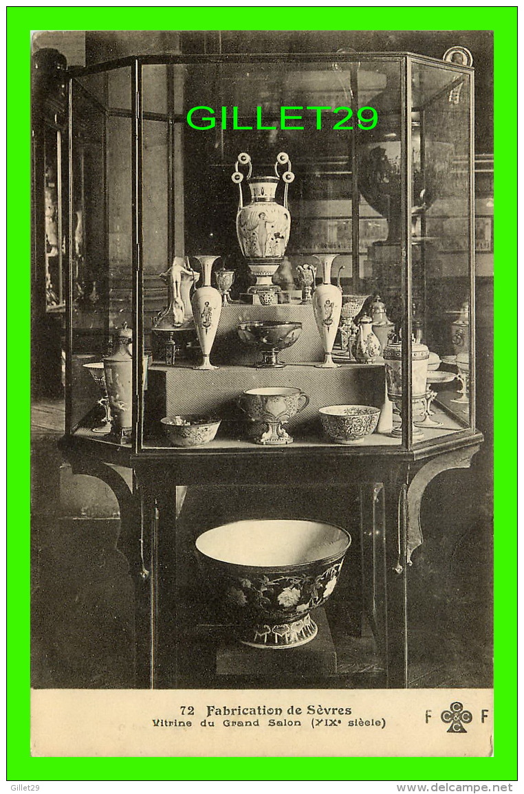 SÈVRES  (92) - VITRINE DU GRAND SALON (XIX SIÈCLE) - FABRICATION DE SÈVRES - CIRCULÉE EN 1909  - COLLECTION F. FLEURY - - Sevres