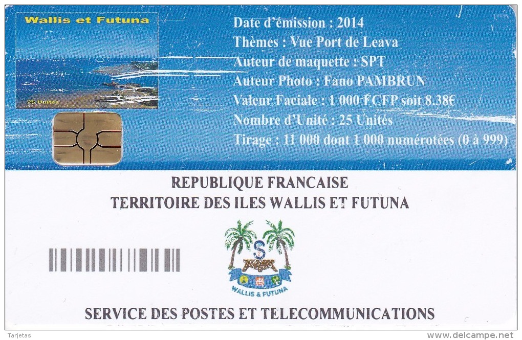 TARJETA DE WALLIS ET FUTUNA DE 25 UNITES DEL AÑO 2014 - Wallis Y Futuna