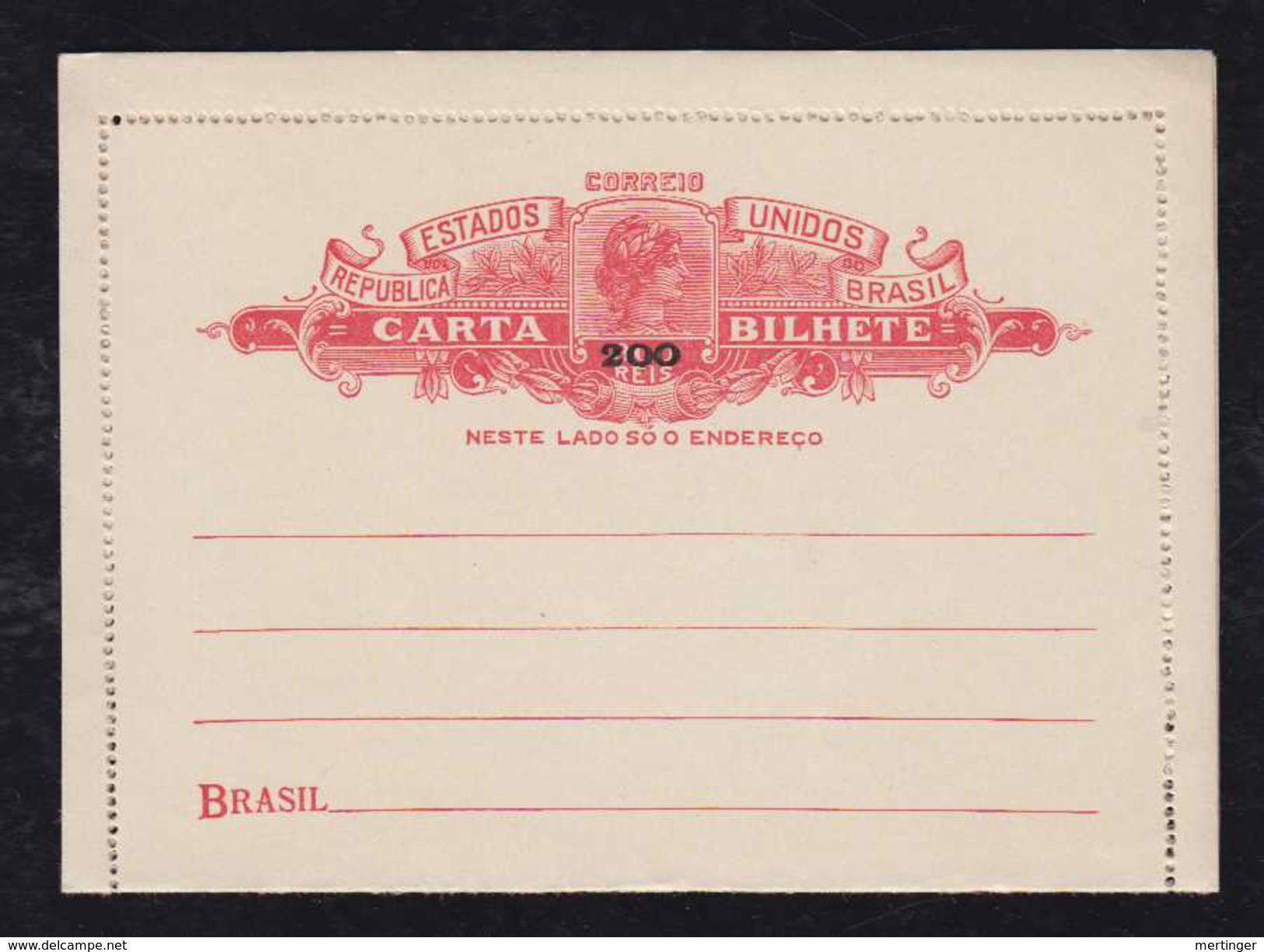Brazil Brasil 1931 CB 95 200R Overprint Stationery Letter Card MNH - Entiers Postaux