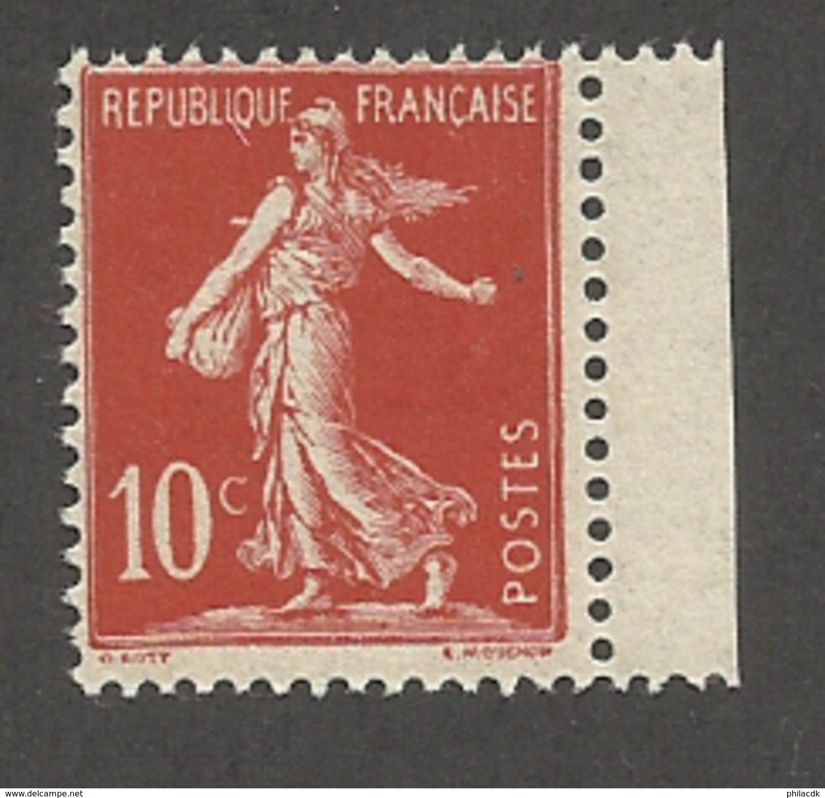 FRANCE - N°YT 134 NEUF** SANS CHARNIERE AVEC BORD DE FEUILLE - COTE YT : 4.60&euro; - 1906 - 1906-38 Semeuse Con Cameo
