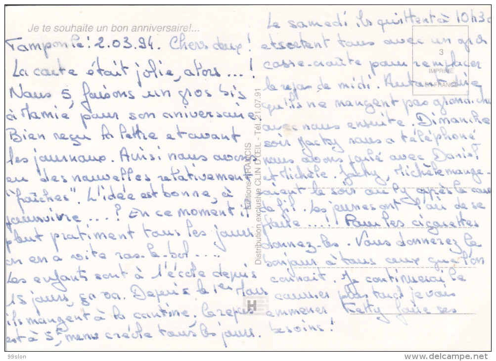 LA REUNION - Carte De Voeux D'anniversaire - Autres & Non Classés