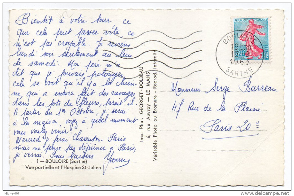 BOULOIRE--1963--Vue Partielle Et L'Hospice Cpsm 14 X 9 N°1 éd Georget-Dolbeau - Bouloire