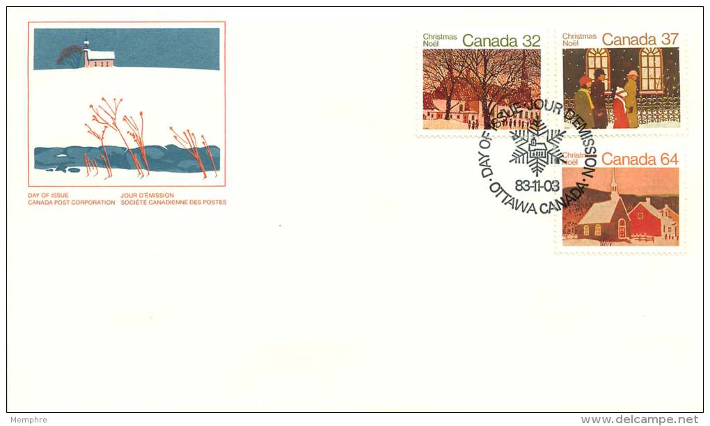 1983  Christmas Issue  Sc 1004-6  Combination FDC - 1981-1990