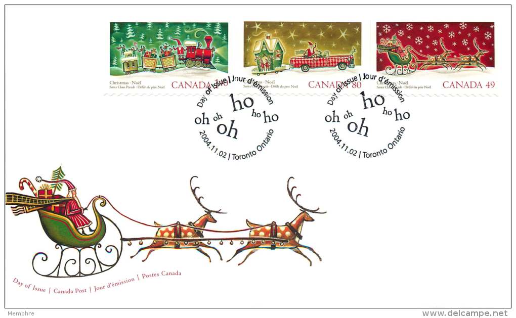 2004   Christmas Issue   Santa Claus Parade  Sc 2069-71 Combination FDC - 2001-2010