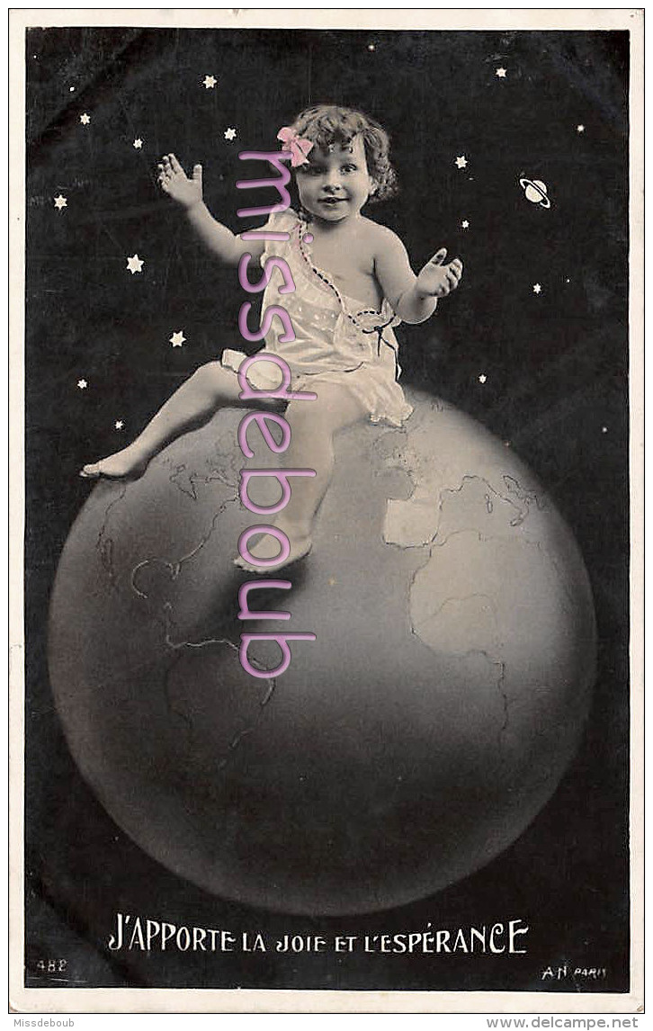 ENFANT Sur Un Globe - J'apporte La Joie Et L'espérance - Etoiles - 2 Scans - Portraits