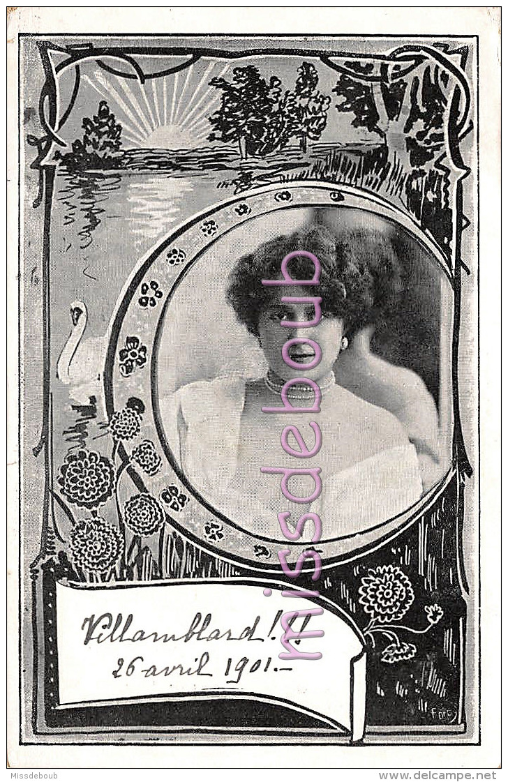 PORTRAIT FEMME - Epaule Dénudée - Coiffure - En Médaillon - Illustration Cygne  - 1901 - Dos Précurseur - 2 Scans - Women