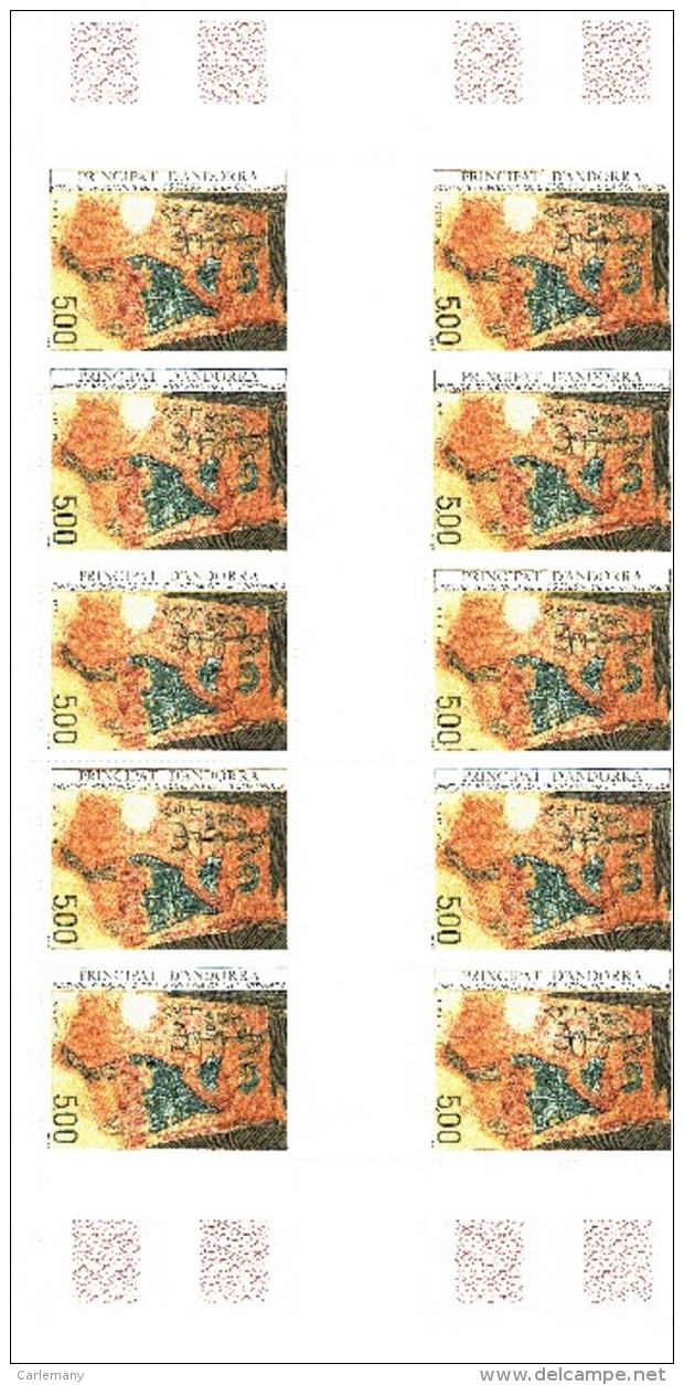 ANDORRE FRANCAISE YVERT 363 CORTINADA BLOC DE 10 TIMBRES - Oblitérés