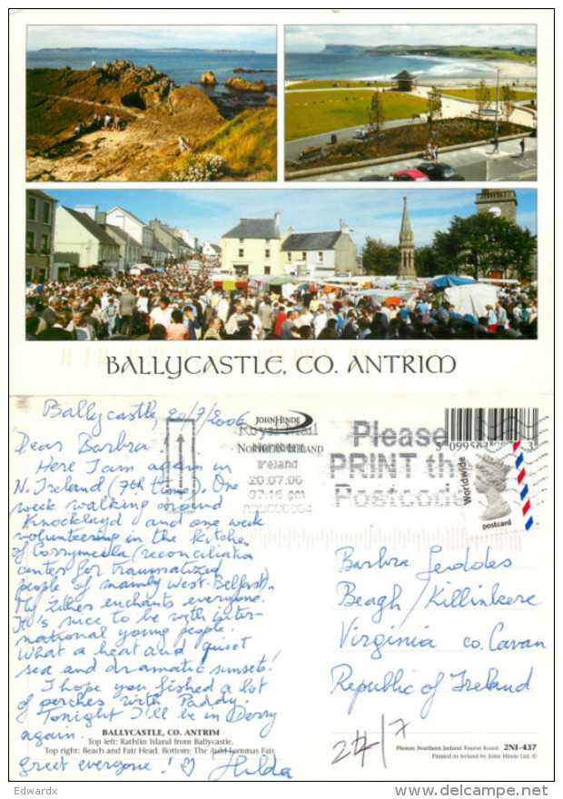 Ballycastle, Northern Ireland Postcard Posted 2006 Stamp - Autres & Non Classés