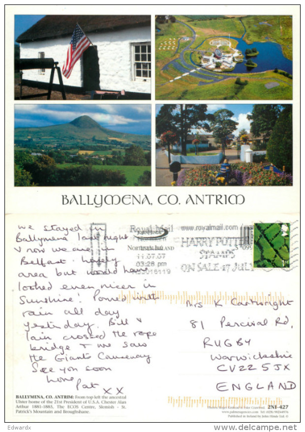 Ballymena, Northern Ireland Postcard Posted 2007 Stamp - Autres & Non Classés