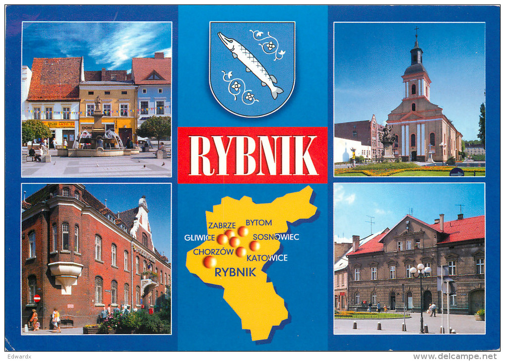 Rybnik, Poland Postcard Posted 2001 Stamp - Polonia