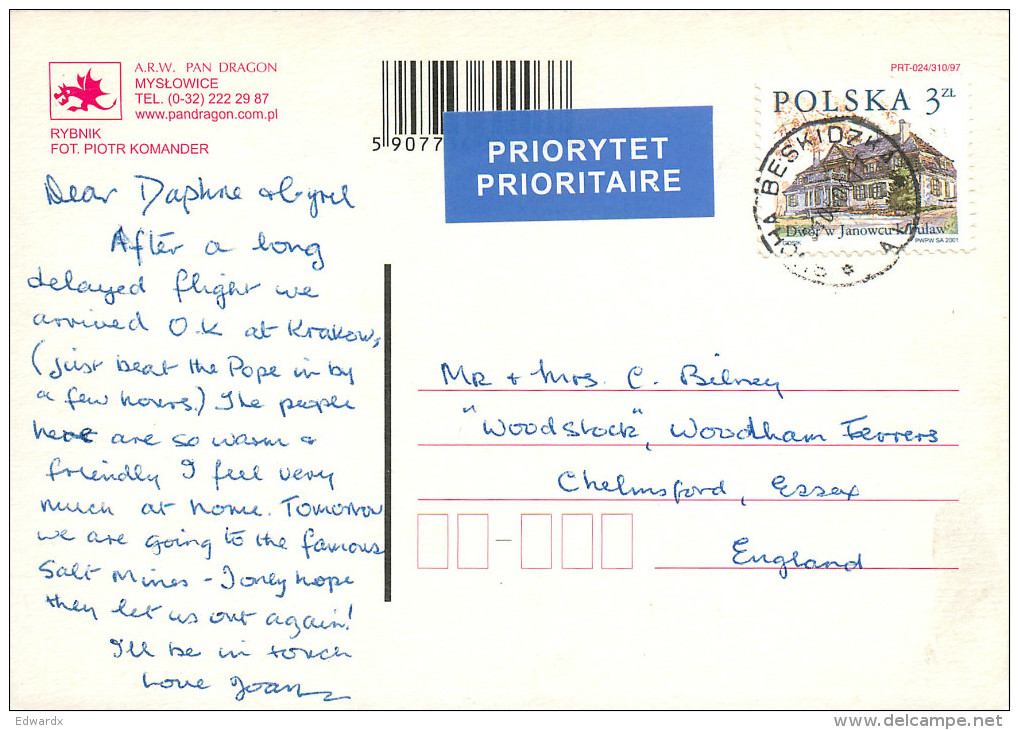 Rybnik, Poland Postcard Posted 2001 Stamp - Polonia