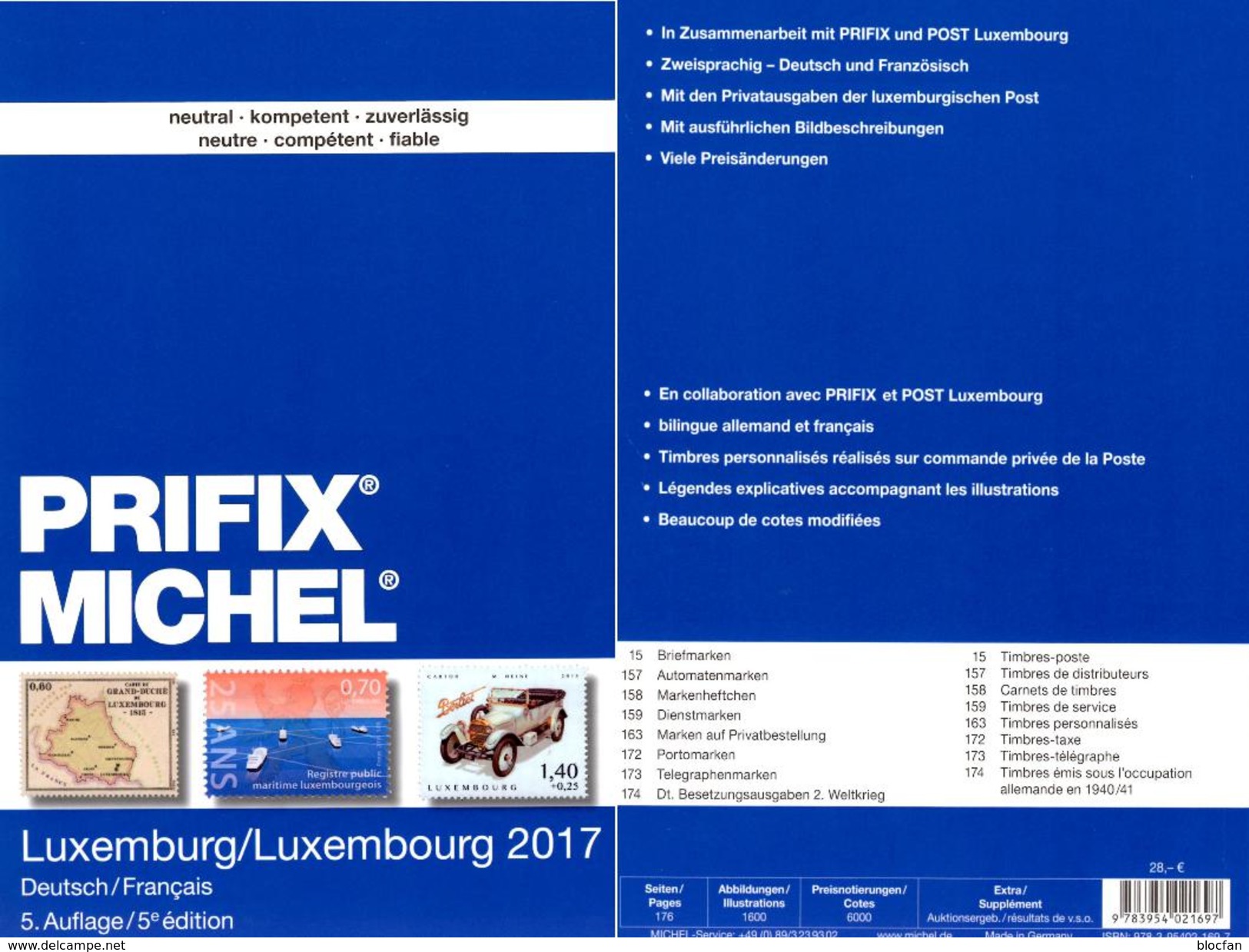 MICHEL/PRIFIX Luxemburg Briefmarken Katalog 2017 Neu 28&euro; Spezial: ATM MH Dienst Porto Besetzungen In Deutsch/franzö - Autres & Non Classés