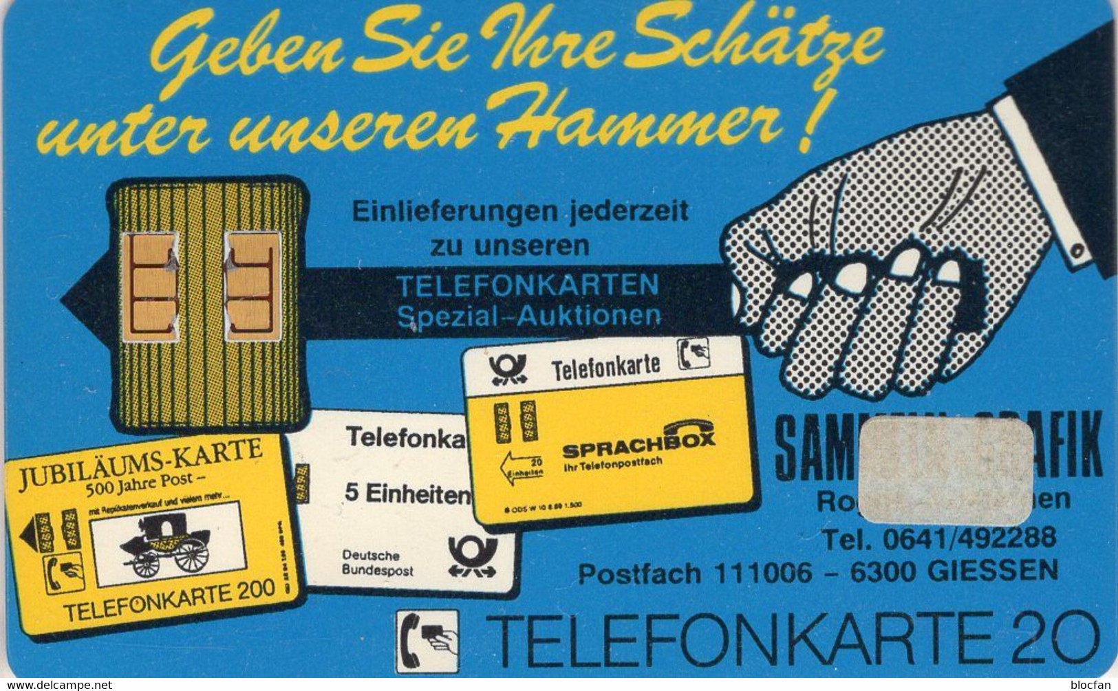 TK K 407B/1991 Telekom Werbung Rogge-Auktion 35€ Mit Deutschland ER-Vierer-Block Post VGO 0,50DM TC Tele-card Of Germany - K-Series: Kundenserie