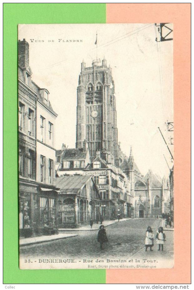 CPA FRANCE  59  ~  DUNKERQUE  ~  35  Rue Des Bassins Et La Tour  ( Ruet 1906 )  Animée - Dunkerque