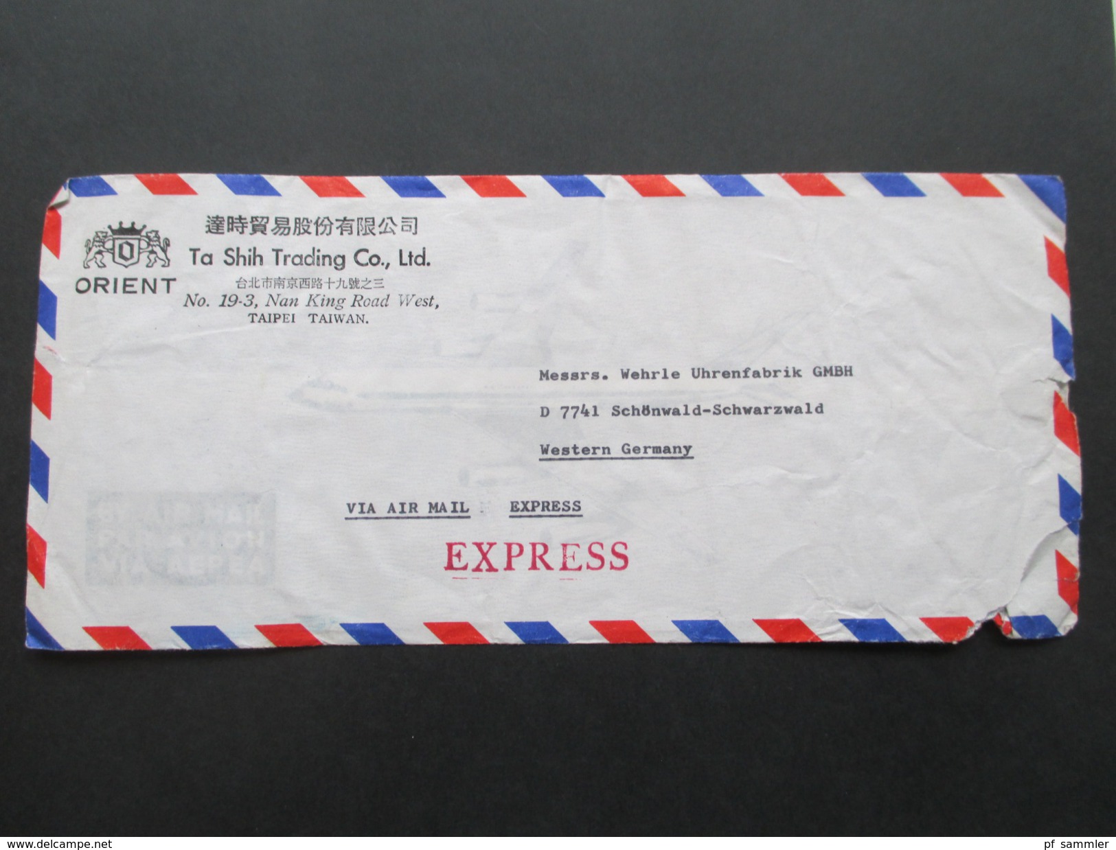 China Express Brief 1973 Orient Trading Taipei - Schwarzwald. Massenfrankatur Rückseitig! Viele Stempel!! - Brieven En Documenten