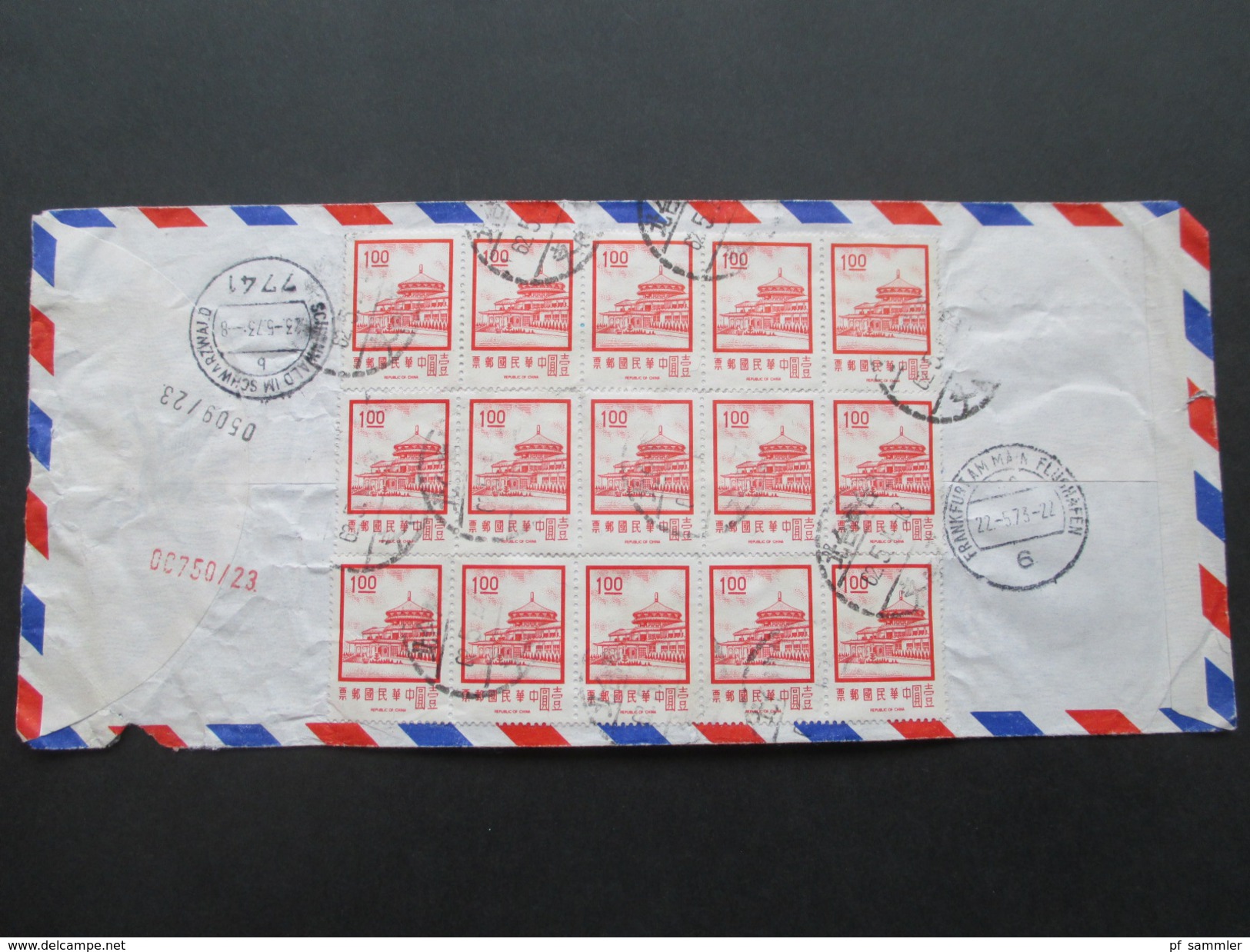 China Express Brief 1973 Orient Trading Taipei - Schwarzwald. Massenfrankatur Rückseitig! Viele Stempel!! - Brieven En Documenten