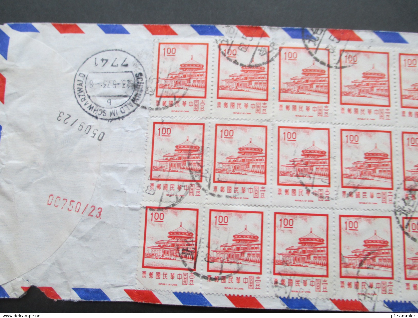 China Express Brief 1973 Orient Trading Taipei - Schwarzwald. Massenfrankatur Rückseitig! Viele Stempel!! - Brieven En Documenten