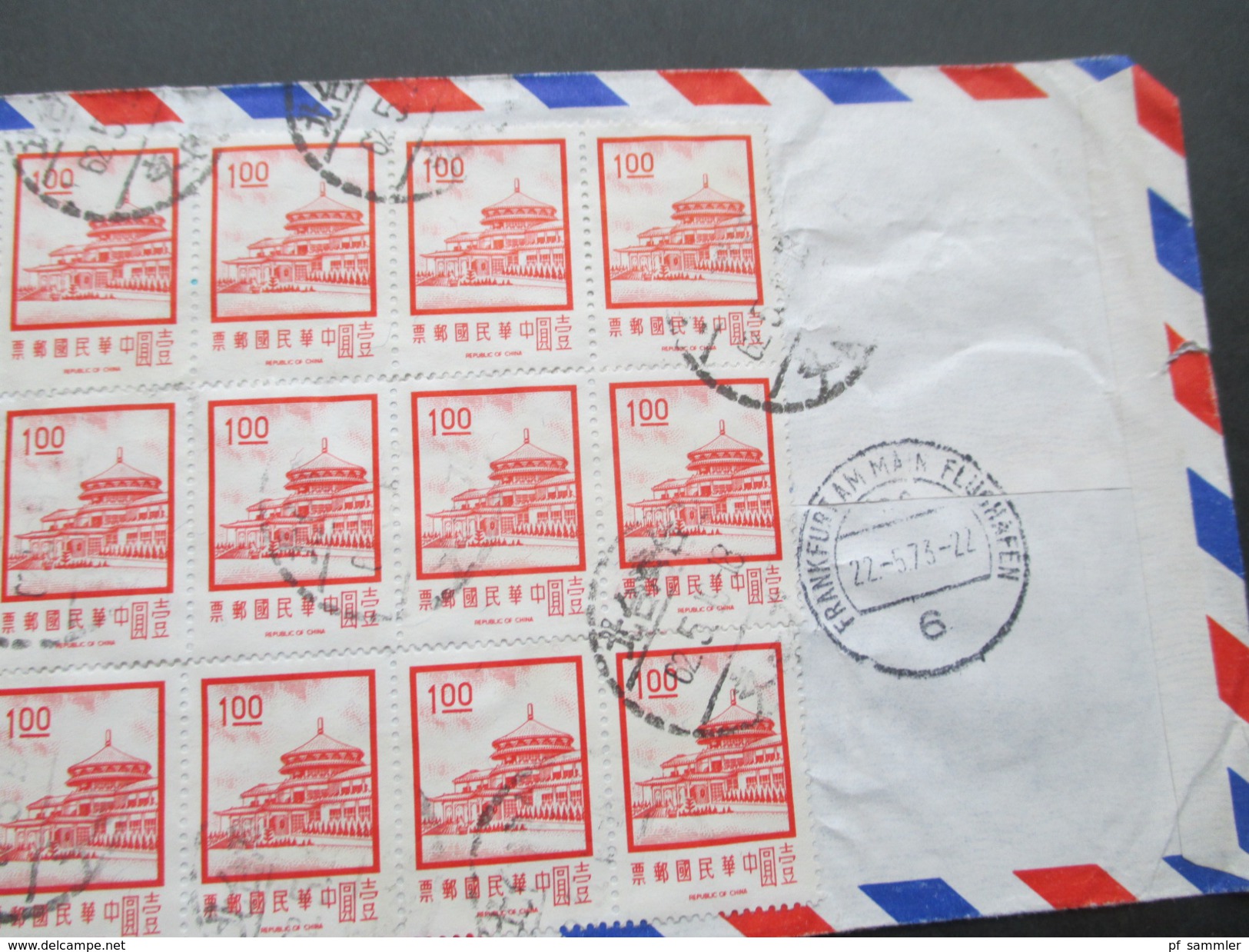 China Express Brief 1973 Orient Trading Taipei - Schwarzwald. Massenfrankatur Rückseitig! Viele Stempel!! - Briefe U. Dokumente