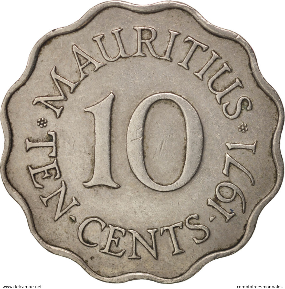 Monnaie, Mauritius, Elizabeth II, 10 Cents, 1971, TTB, Copper-nickel, KM:33 - Maurice