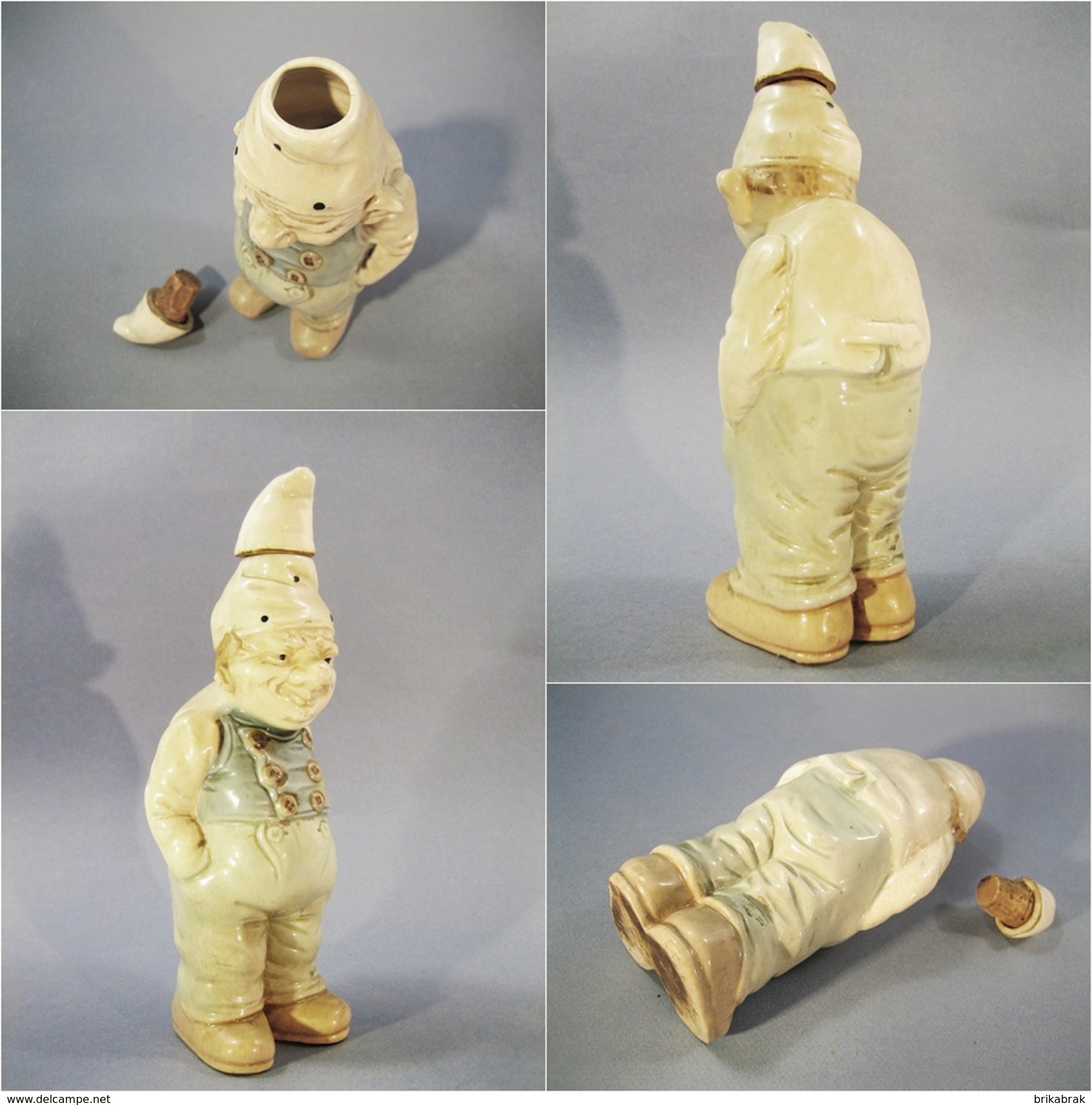 *BOUTEILLE A LIQUEUR EN FAIENCE GNOME - Vin Vigne Raisin Bar Bistrot - Spirits