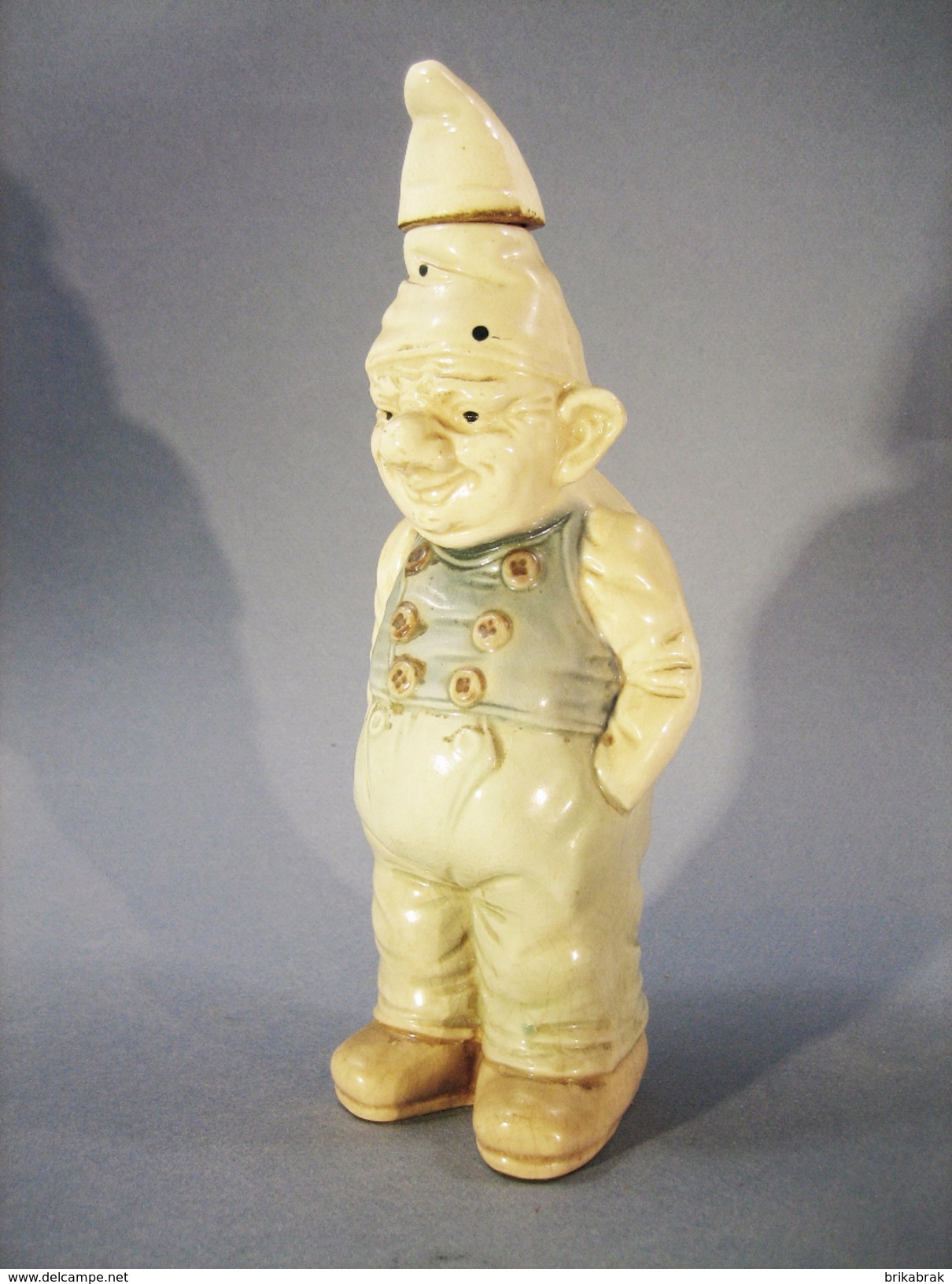 *BOUTEILLE A LIQUEUR EN FAIENCE GNOME - Vin Vigne Raisin Bar Bistrot - Spirits