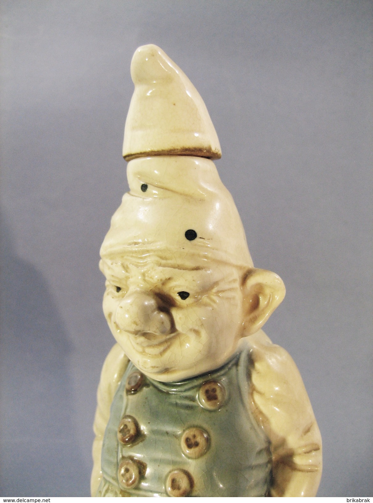 *BOUTEILLE A LIQUEUR EN FAIENCE GNOME - Vin Vigne Raisin Bar Bistrot