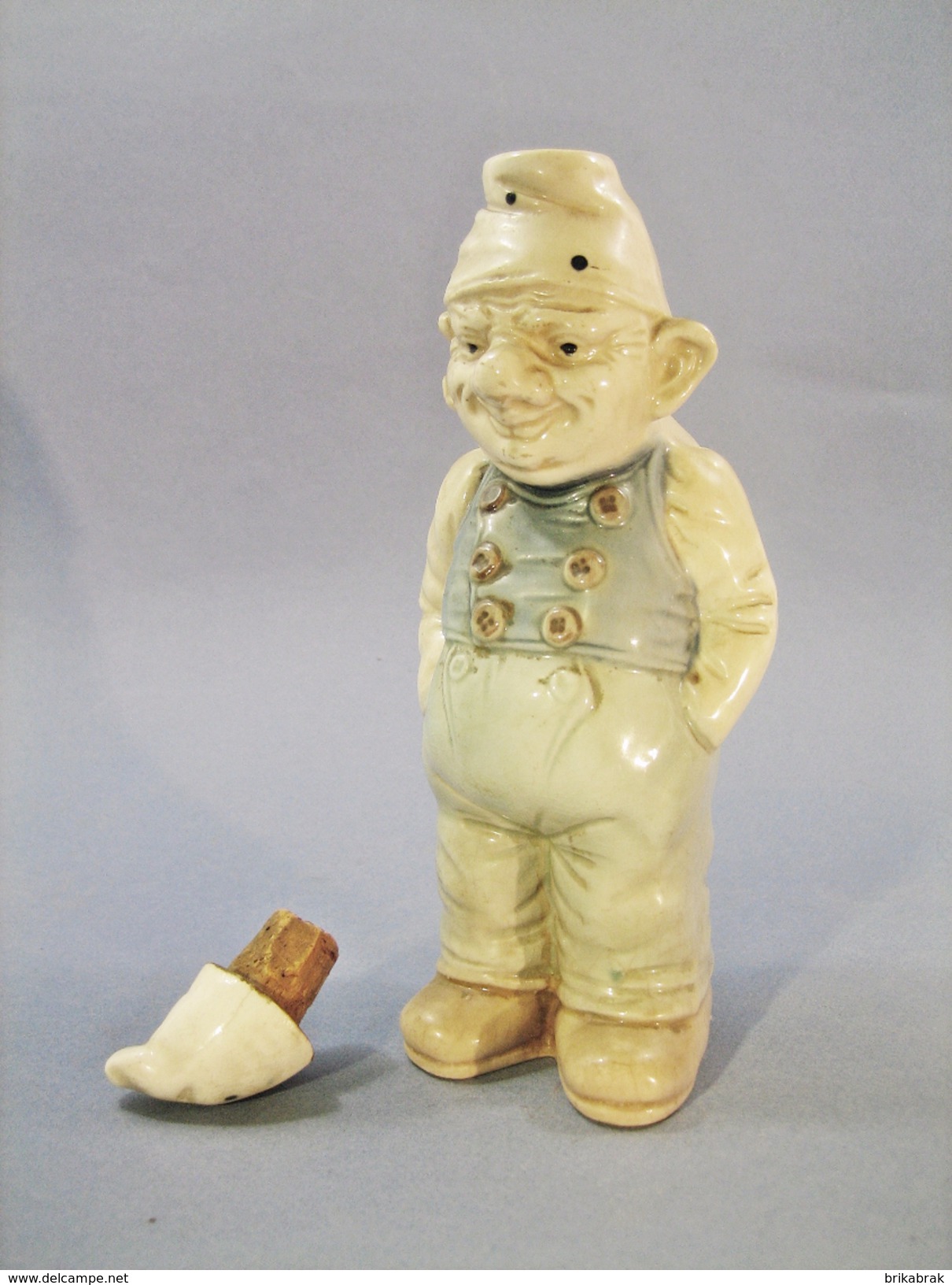 *BOUTEILLE A LIQUEUR EN FAIENCE GNOME - Vin Vigne Raisin Bar Bistrot