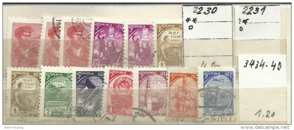 Sowjetunion 2230,2231,2434-2440 "9 Freimarken " Gestempelt Mi.: 6,20 - Used Stamps