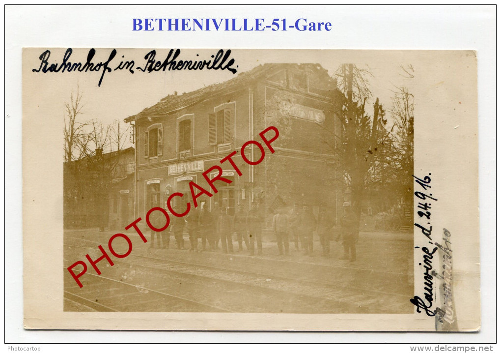 Gare-BETHENIVILLE-CARTE PHOTO Allemande-Guerre 14-18-1 WK-FRANCE-51- - Bétheniville