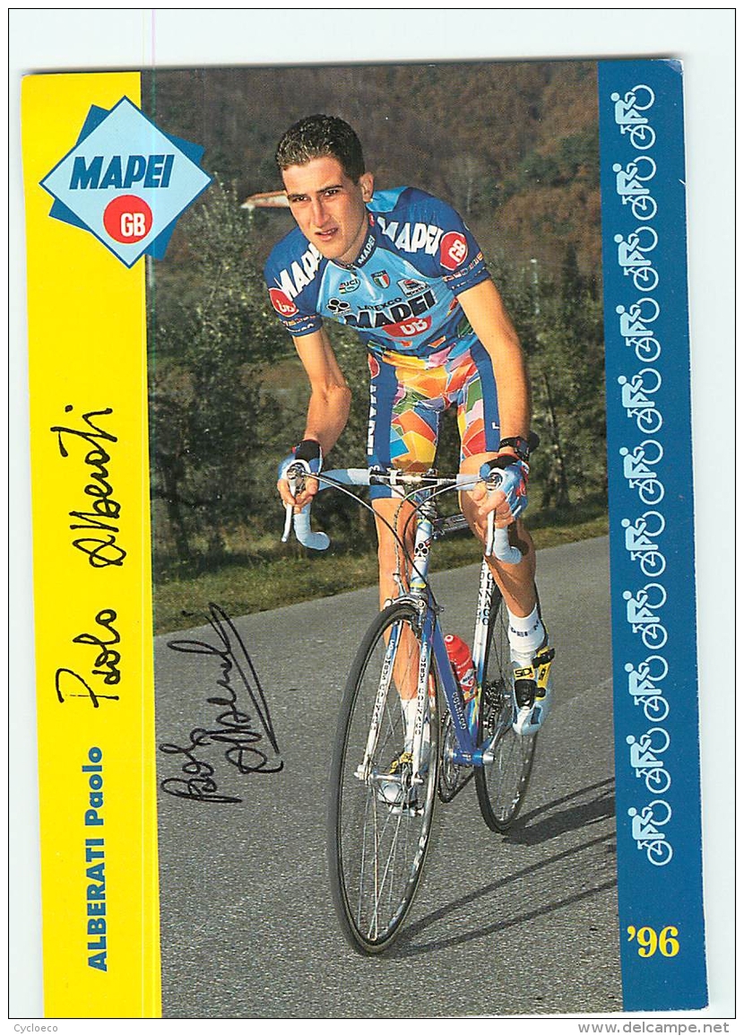 Paolo ALBERATI , Autographe Manuscrit, Dédicace . 2 Scans. Cyclisme. Mapei - Cyclisme